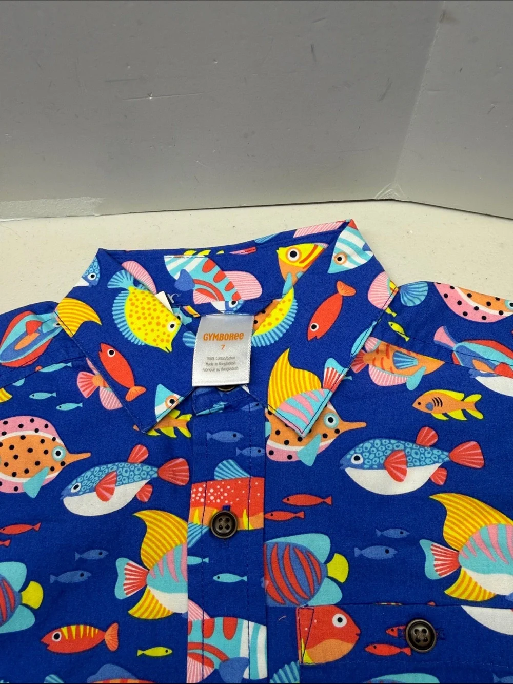 Gymboree Boys Fish Button Up Shirt - Splish-Splash - Blue. NWOT